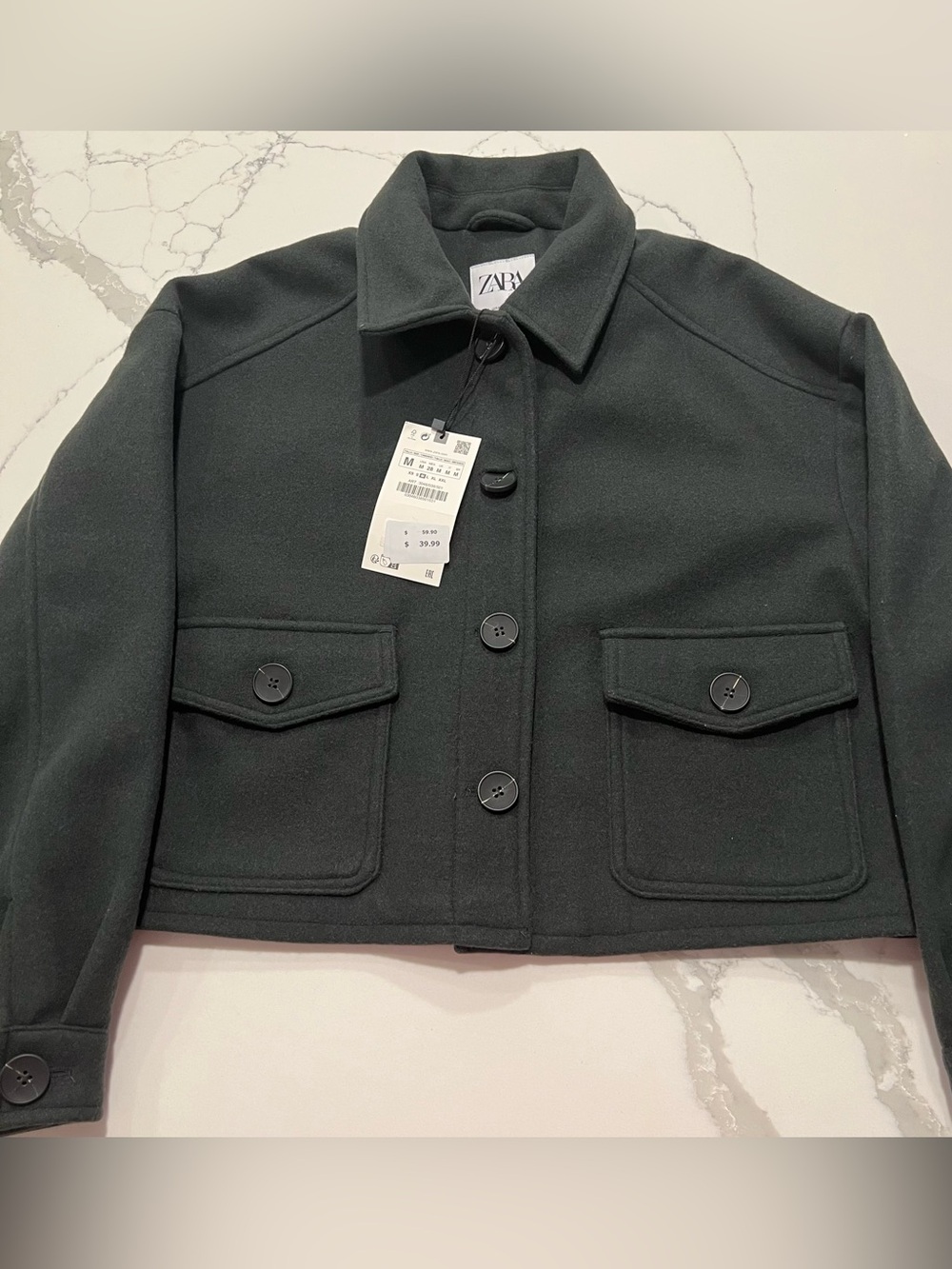 ZARA Women’s Wool-Blend Cropped Jacket - Size M